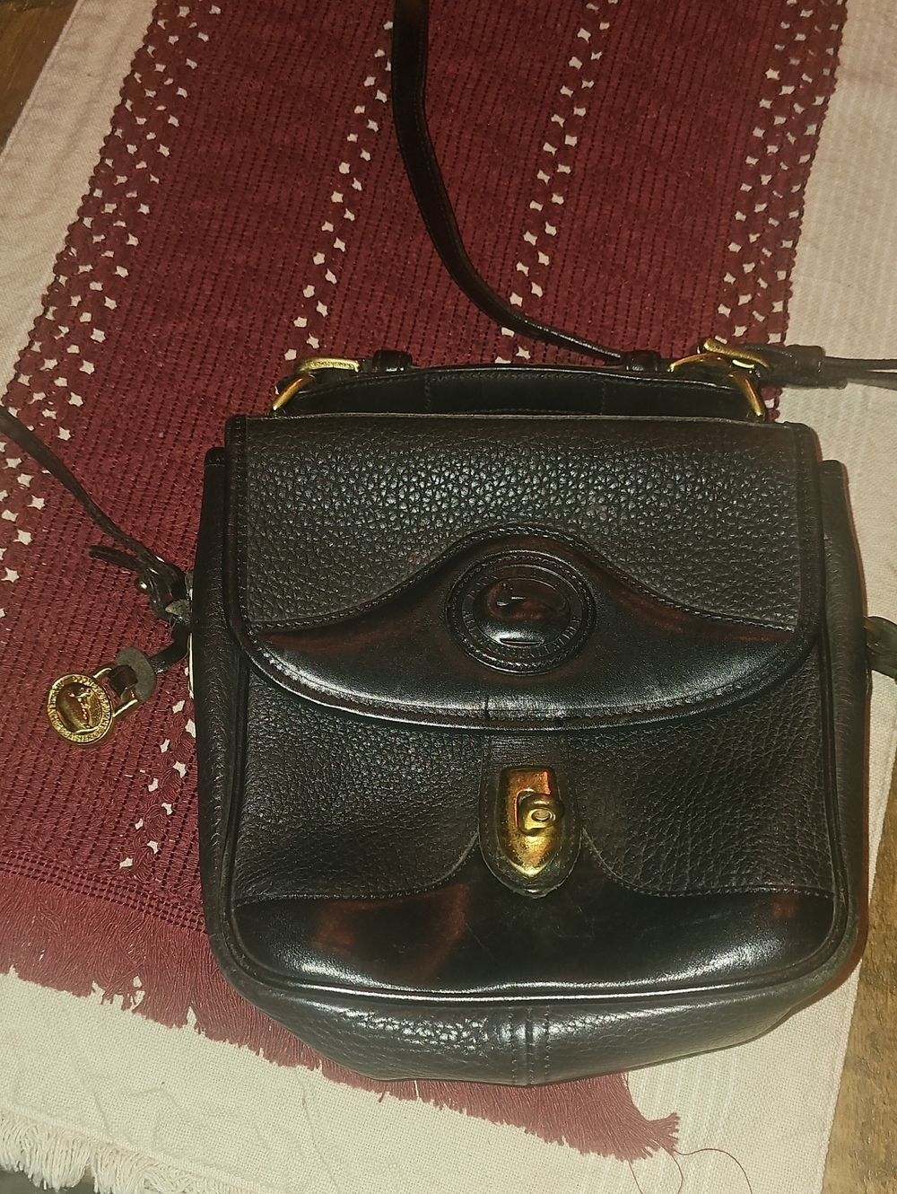 Dooney & Bourke Black Pebbled Leather Small Crossbody with Gold Hardware
